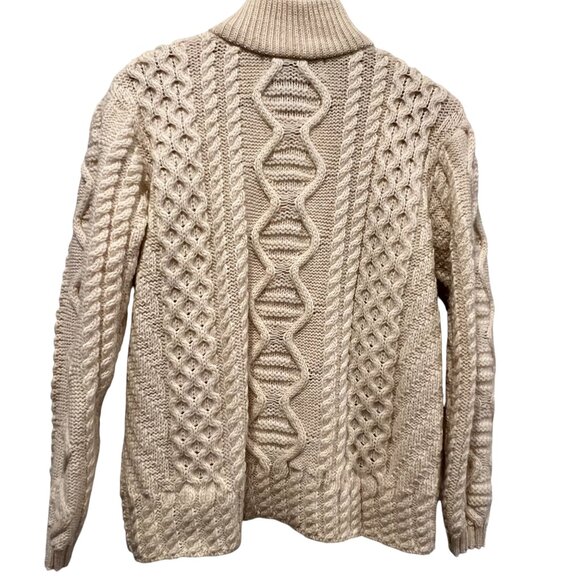 Aran Mor Ireland Zip Front Wool Cardigan, Natural, L - Picture 6 of 7